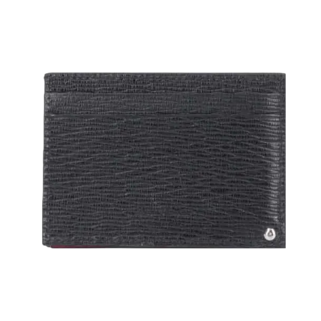 FERRAGAMO GANCINI CARD HOLDER WITH PULL-OUT ID WINDOW BLACK/BURGUNDY