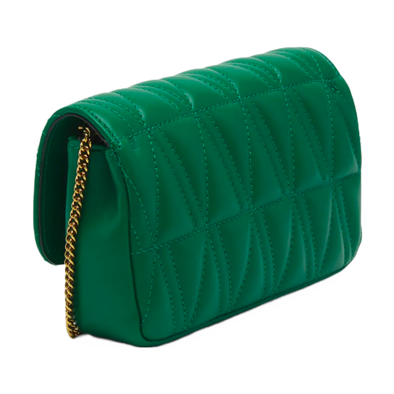 VERSACE MINI VIRTUS QUILTED LEATHER CROSSBODY BAG GREEN