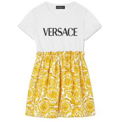 VERSACE BAROCCO TODDLER T-SHIRT DRESS WHITE/GOLD