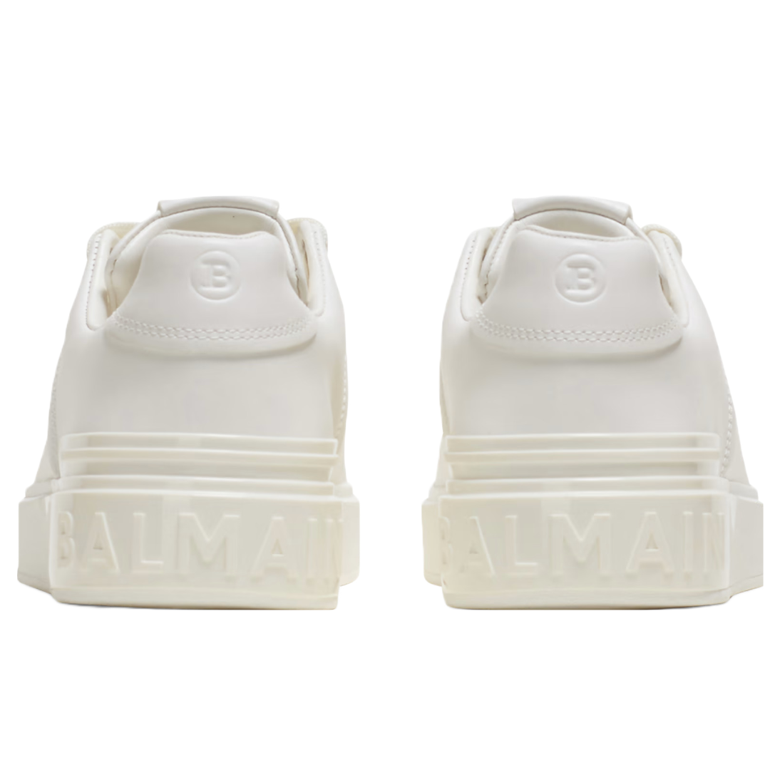 BALMAIN B-COURT TRAINERS IN CALF SKIN WHITE