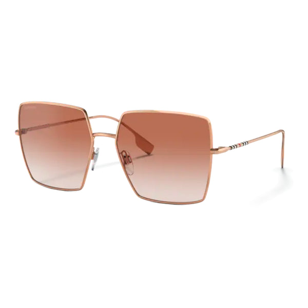 BURBERRY ICON STRAIL SQUARE FRAME SUNGLASSES ROSE GOLD/RONK