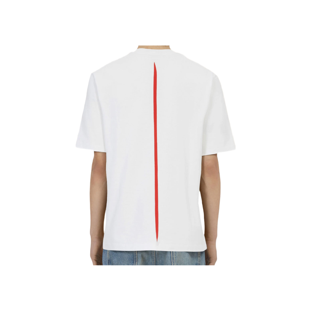 FERRAGAMO LONG SLEEVED TSHIRT WHITE/RED STRIPE