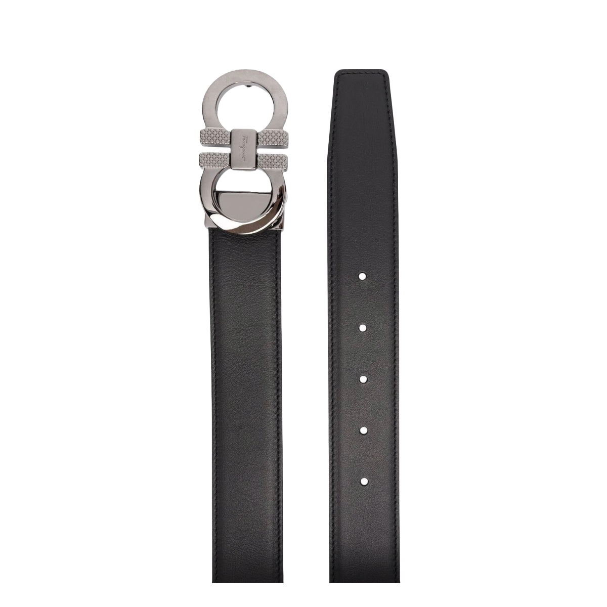 FERRAGAMO REVERSIBLE AND ADJUSTABLE GANCINI BELT BLACK /VICUNA