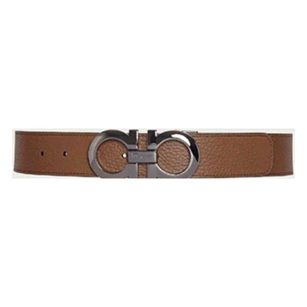 SALVATORE FERRAGAMO REVERSIBLE  GANCINI BELT BLACK/BROWN