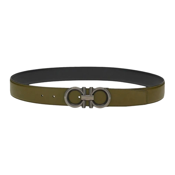 SALVATORE FERRAGAMO REVERSIBLE BELT OLIVE GREEN / BLACK