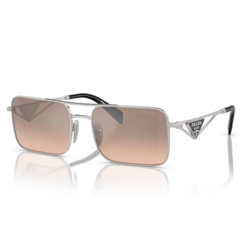 PRADA SUNGLASSES SILVER/BROWN MIRROR 0PR A52S