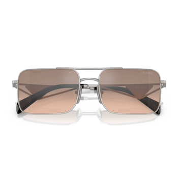 PRADA SUNGLASSES SILVER/BROWN MIRROR 0PR A52S