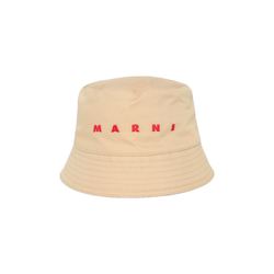 MARNI CREAM BIO GABARDINE BUCKET HAT WITH EMBROIDERED LOGO C