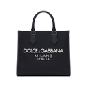 DOLCE & GABBANA SMALL NYLON SHOPPER BLACK/WHITE