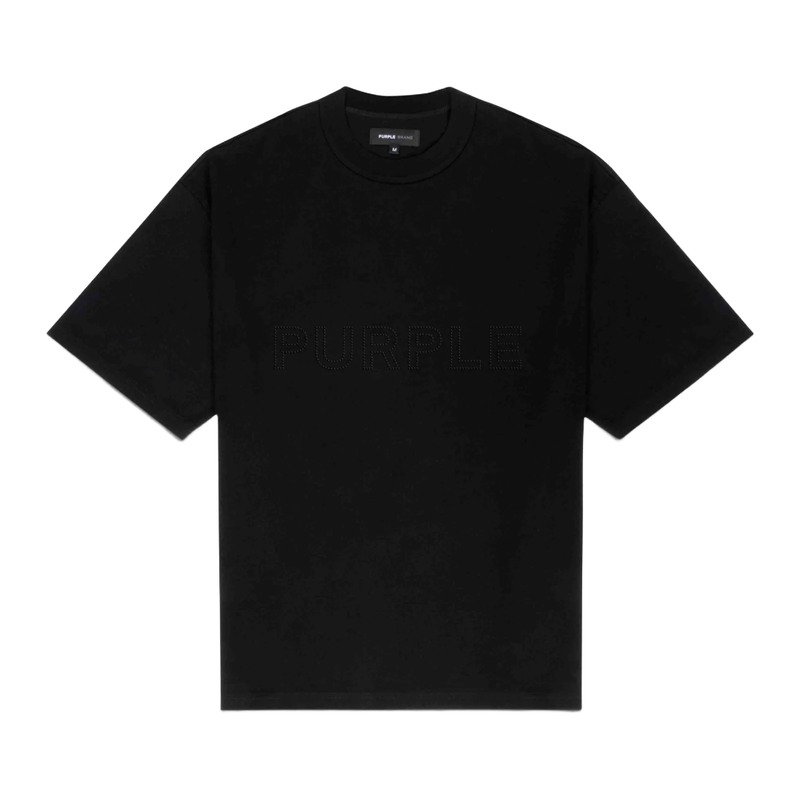 PURPLE BRAND OVERSIZED CRYSTALS TEE BLACK