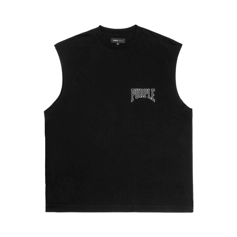 PURPLE BRAND OVERSIZE CUTOFF TEE FALLEN TANK TOP BLACK