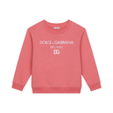 DOLCE & GABBANA KIDS ERSEY ROUND-NECK SWEATSHIRT WITH DG MILANO EMBROIDERY PINK