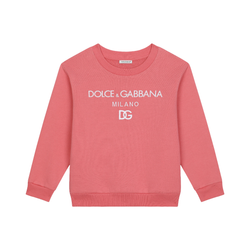 DOLCE & GABBANA ERSEY ROUND-NECK SWEATSHIRT WITH DG MILANO EMBROIDERY PINK