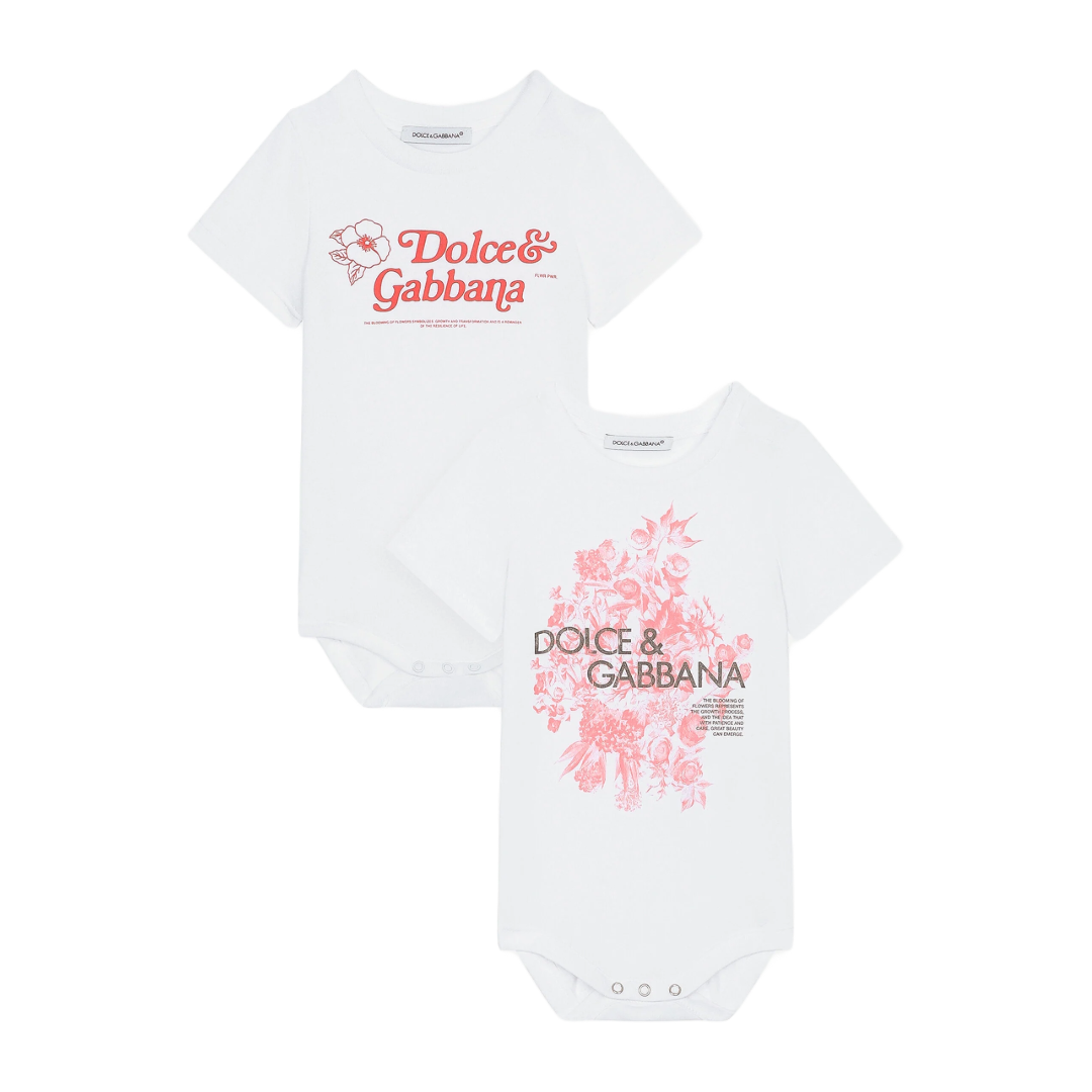 KIDS DOLCE & GABBANA 2-PIECE BABYGROW GIFT SET IN FLOWER POWER-PRINT JERSEY