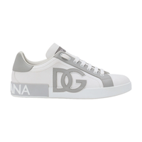 DOLCE & GABBANA KIDS CALFSKIN PORTOFINO SNEAKERS WHITE/PINK