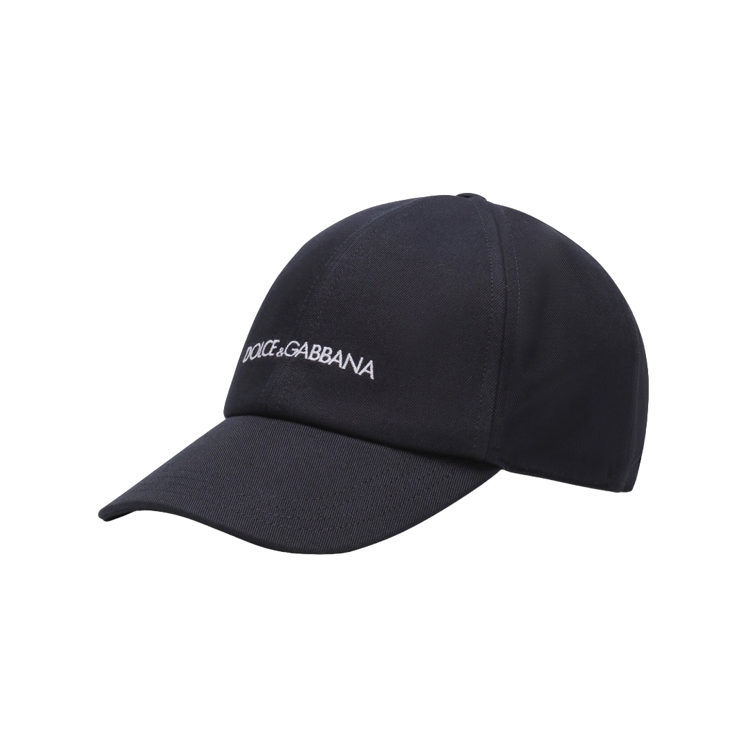 DOLCE & GABBANA COTTON BASEBALL CAP WITH DOLCE&GABBANA LOGO DARK BLUE