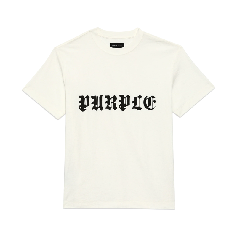 PURPLE BRAND GOTHIC WORDMARK TEE WHITE