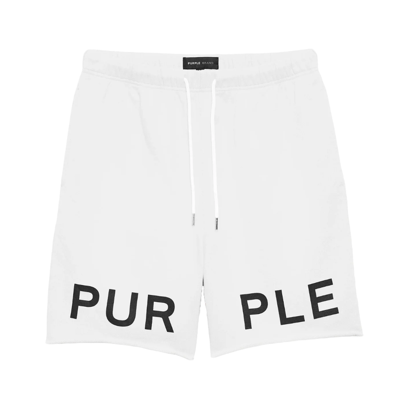 PURPLE BRAND WORDMARK SHORTS WHITE