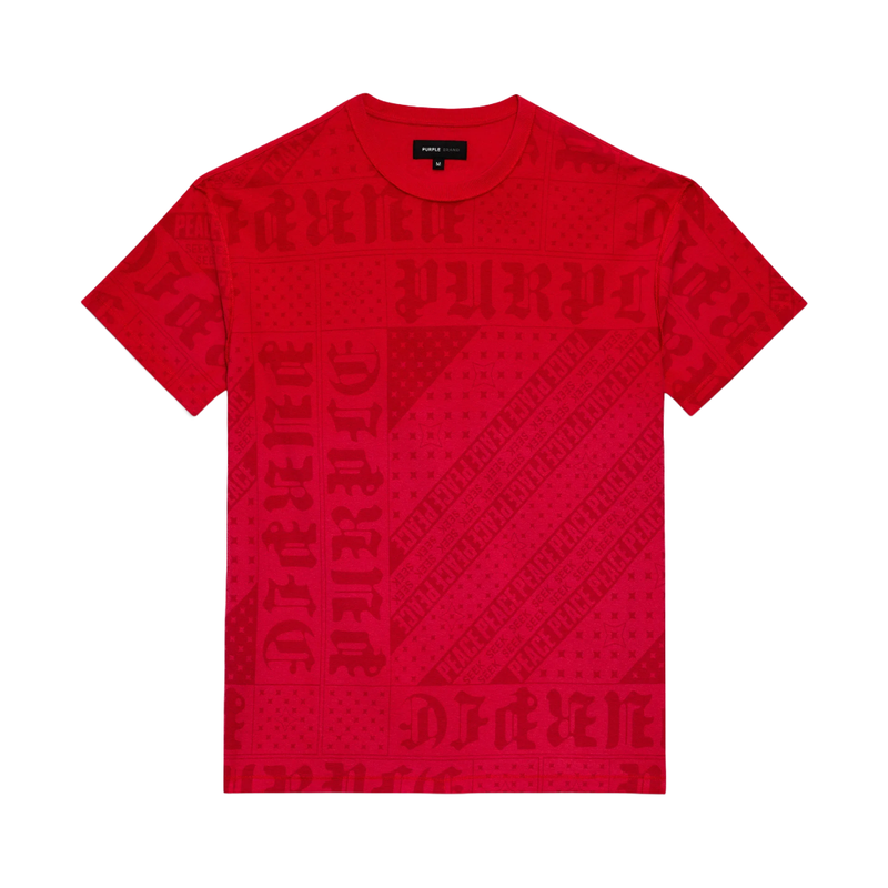 PURPLE BRAND FLAG BANDANA TEE RED