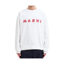 MARNI WRIKLED ORGANIC SWEATSHIRT NATURAL WHITE