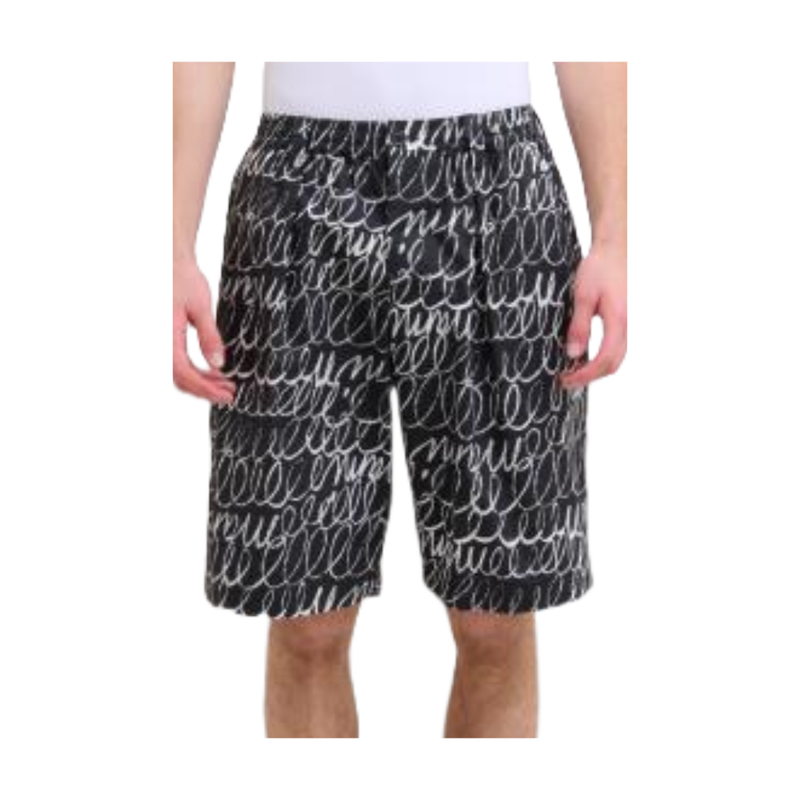 MARNI SCRIBBLED POPELINE SHORTS BLACK/WHITE