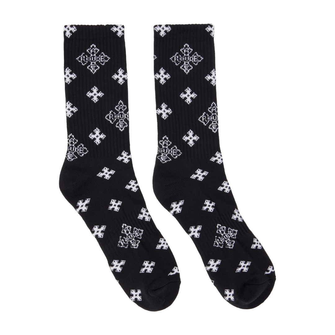 CROSS PAISLEY JACQUARD SOCK BLACK/WHITE