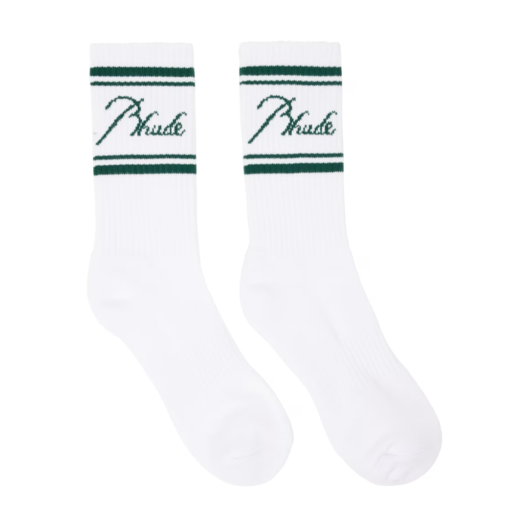 SCRIPT LOGO SOCK WHITE/GREEN