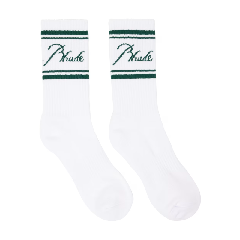 SCRIPT LOGO SOCK WHITE/GREEN