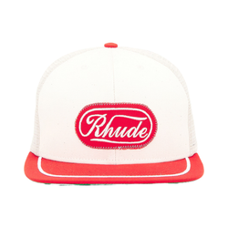 PATCH TRUCKER HAT OFF WHITE/RED