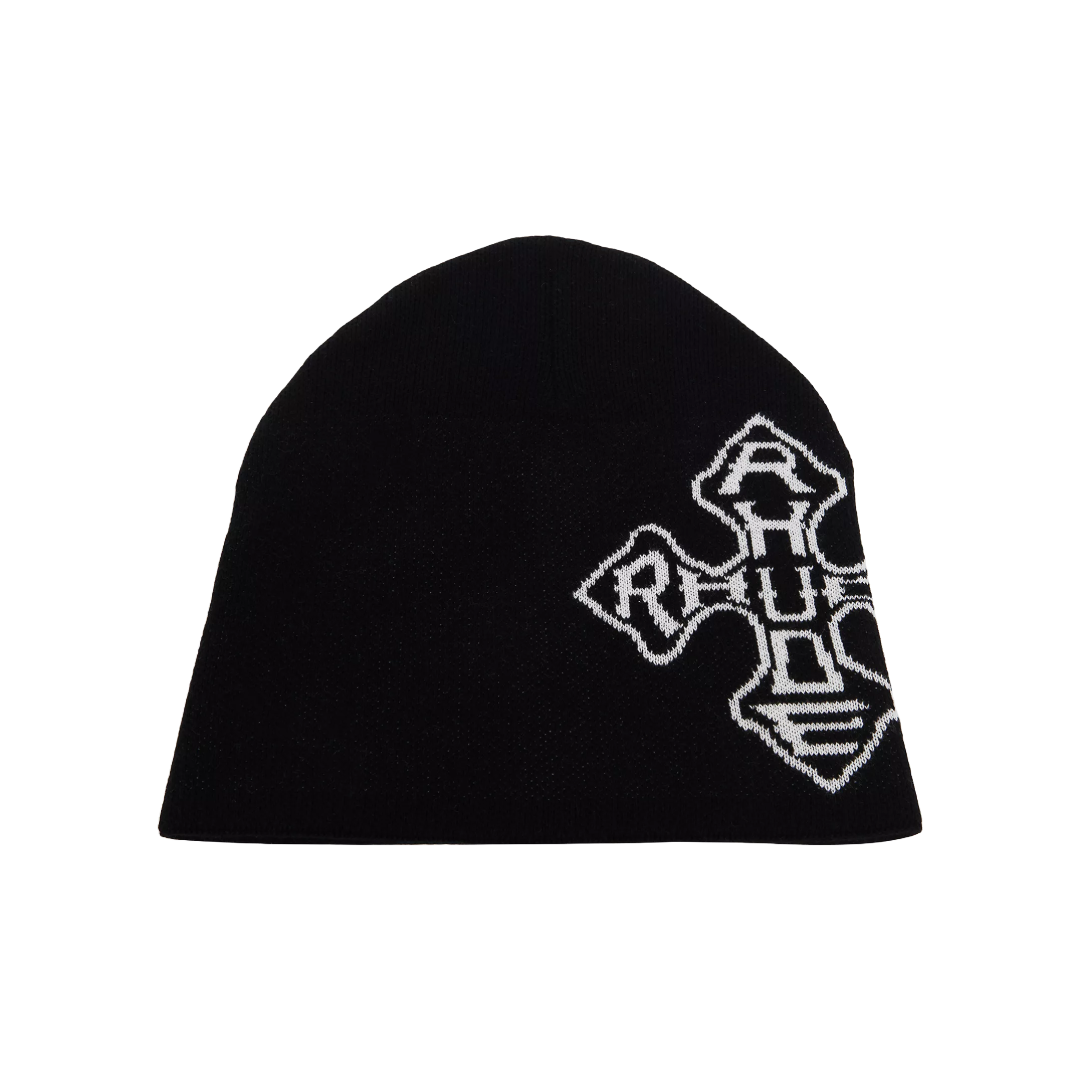 CROSS LOGO KNITTED BEANIE BLACK