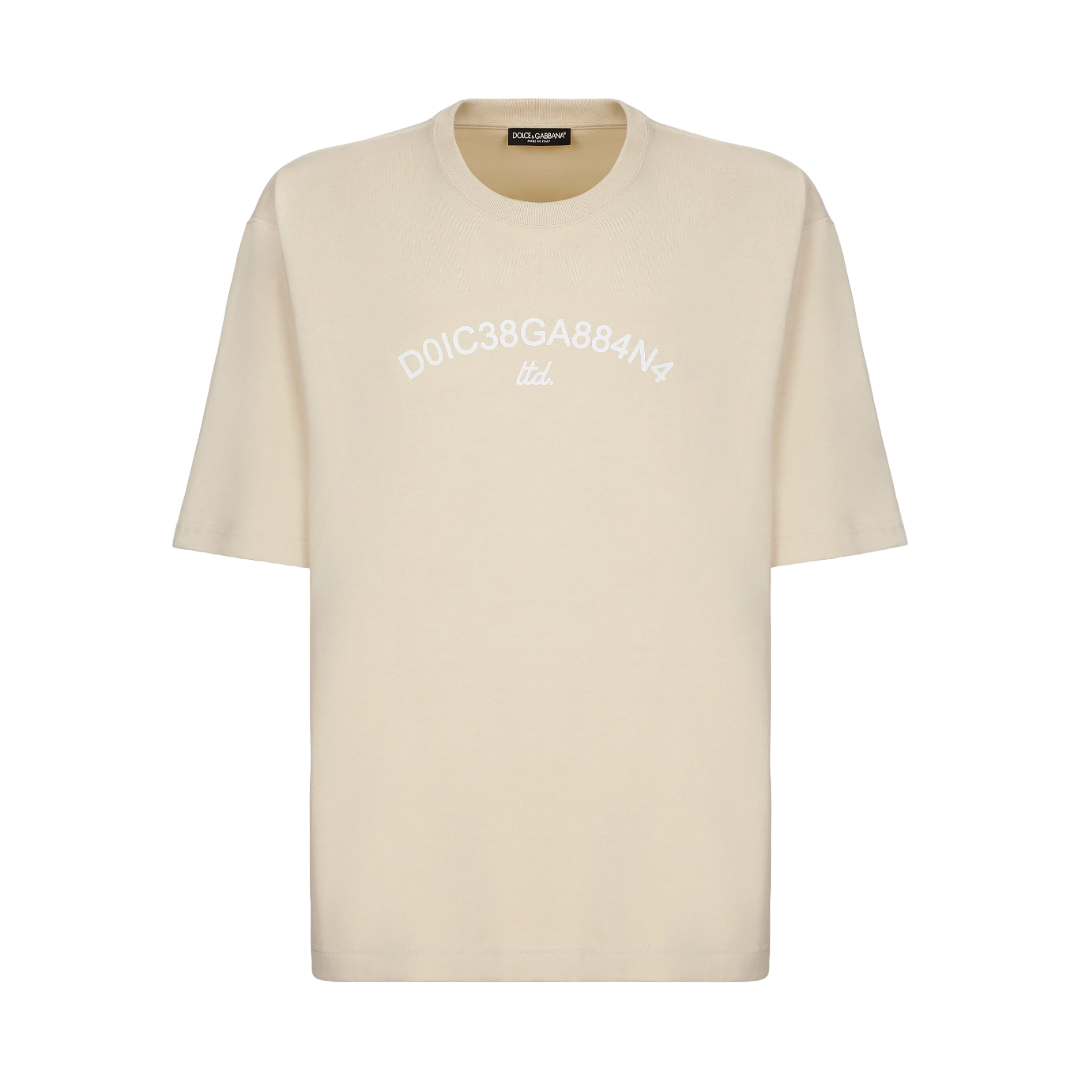 COTTON T-SHIRT WITH DOLCE&GABBANA LOGO BEIGE