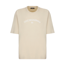 COTTON T-SHIRT WITH DOLCE&GABBANA LOGO BEIGE