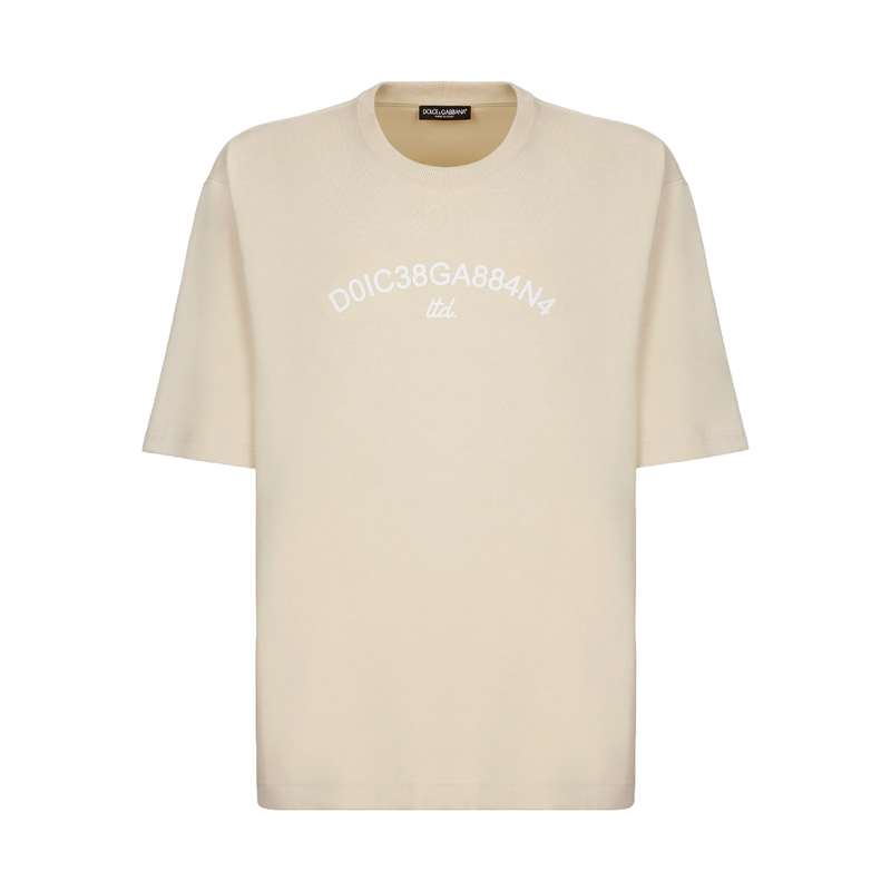 COTTON T-SHIRT WITH DOLCE&GABBANA LOGO BEIGE