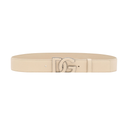 DEERSKIN-PRINT CALFSKIN BELT WITH LOGO PRINT BEIGE