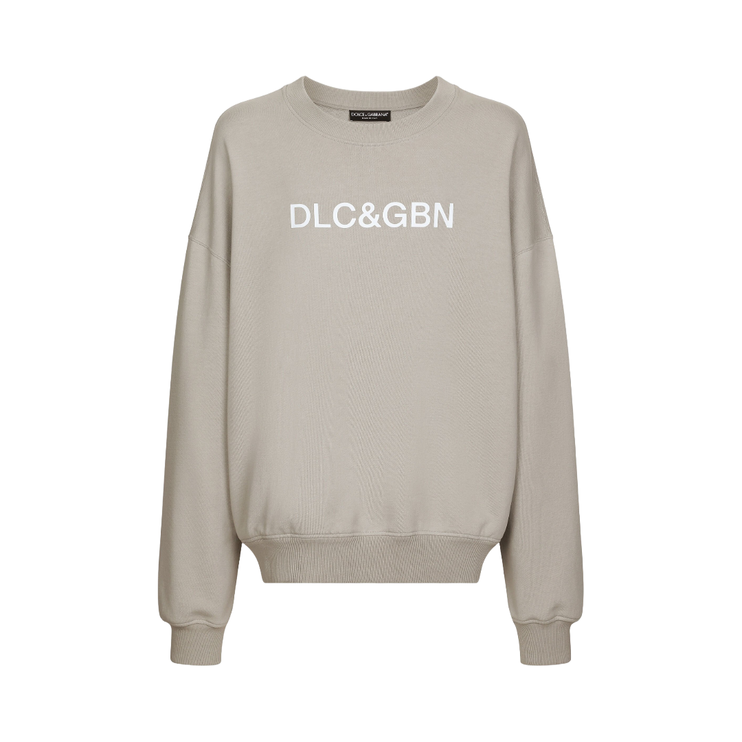 ROUND-NECK SWEATSHIRT WITH DOLCE&GABBANA LOGO PRINT GREY