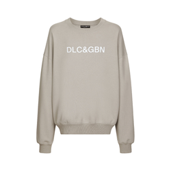 ROUND-NECK SWEATSHIRT WITH DOLCE&GABBANA LOGO PRINT GREY