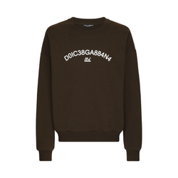 ROUND-NECK SWEATSHIRT WITH DOLCE&GABBANA LOGO PRINT BROWN