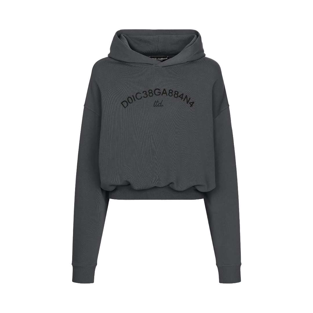 CROPPED HOODIE WITH DOLCE&GABBANA LOGO GREY