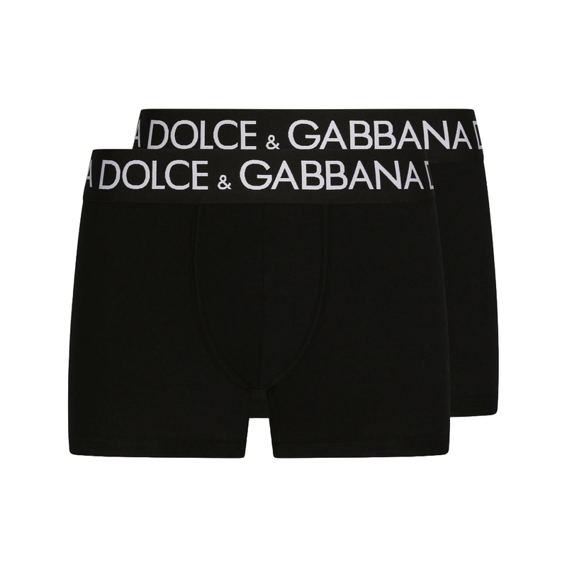 TWO-PACK COTTON JERSEY BOXERS BLACK