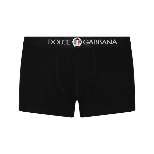 TWO-WAY-STRETCH JERSEY REGULAR-FIT BOXERS WITH EMBLEM BLACK