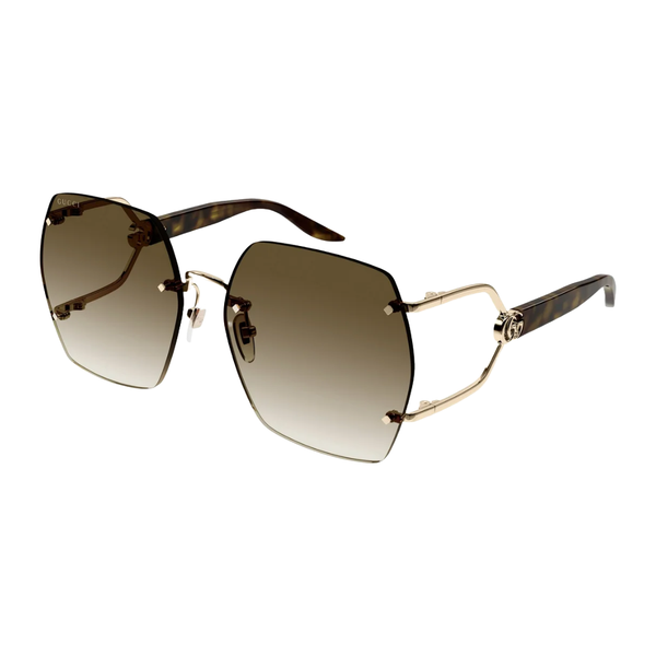 GEOMETRIC FRAME SUNGLASSES GOLD HAVANA BROWN