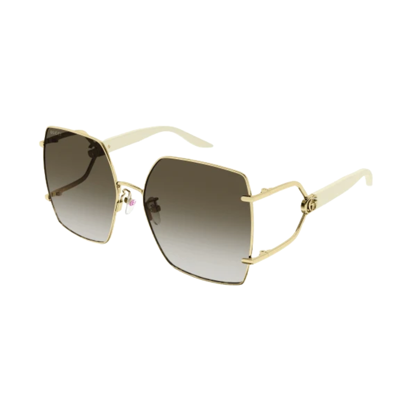 GEOMETRIC FRAME SUNGLASSES GOLD IVORY BROWN