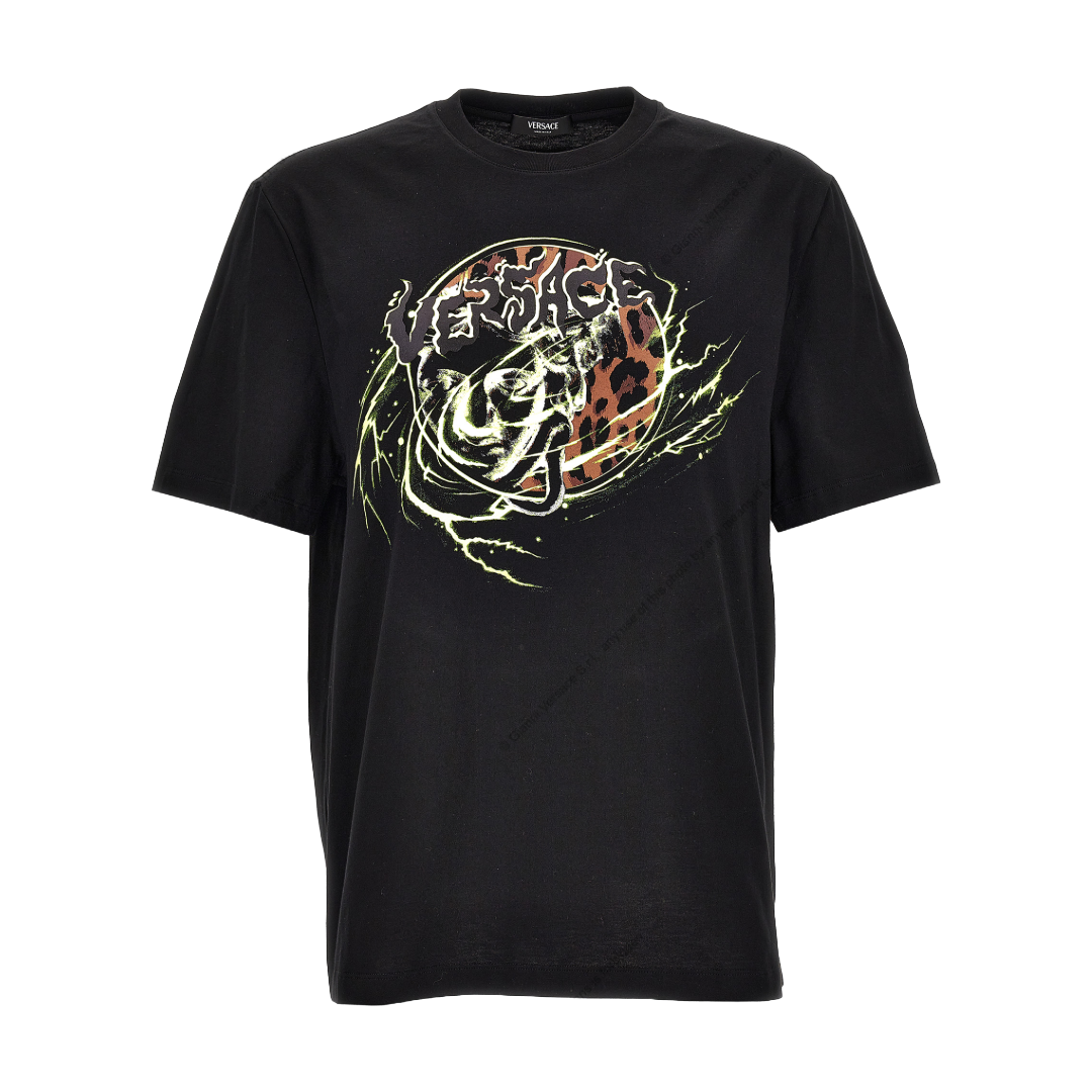 T-SHIRT COMPACT COTTON JERSEY FABRIC PUNK MEDUSA PRINT BLACK