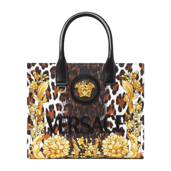 WILD BAROCCO CANVAS SMALL TOTE BAG BLACK/MULTICOLOR