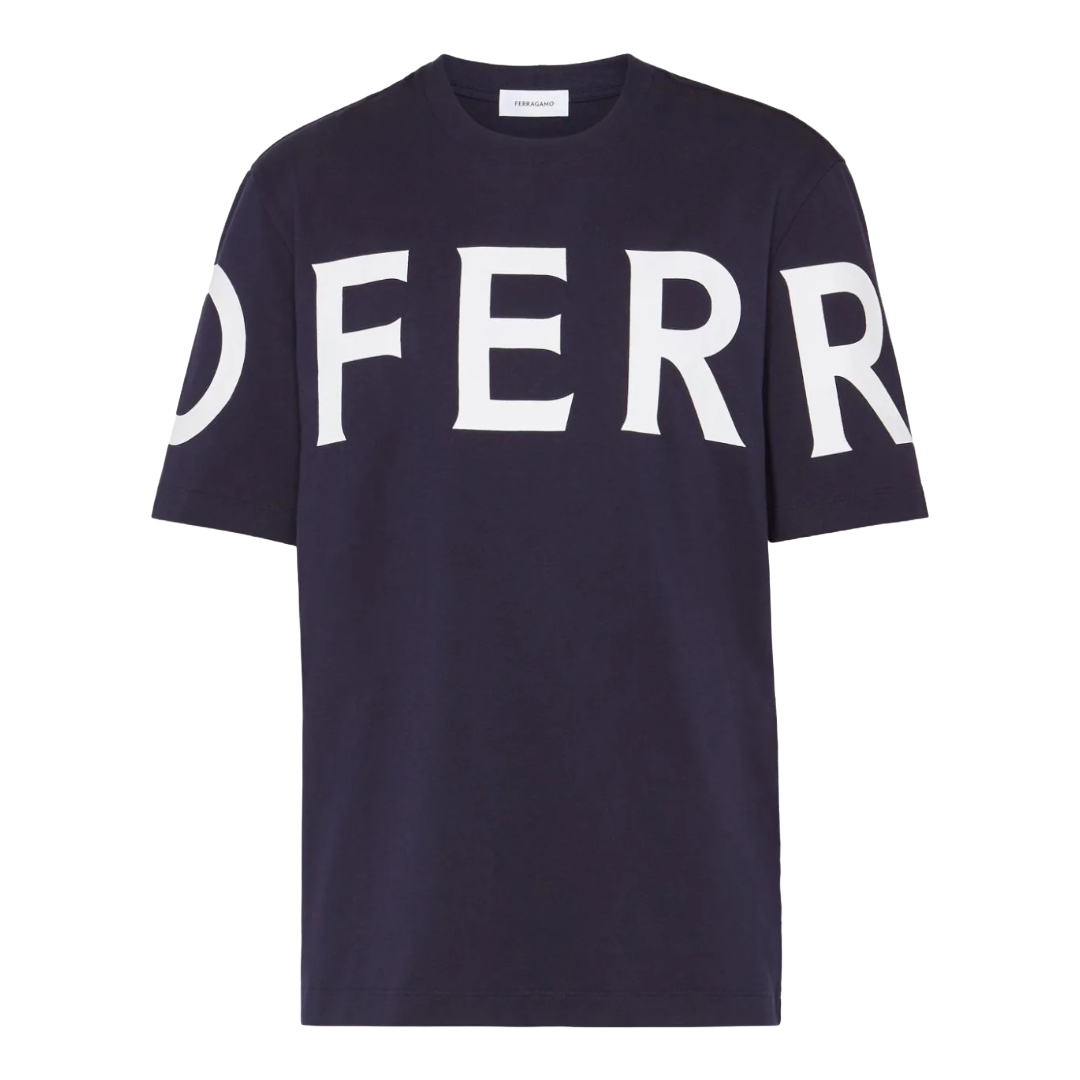 SHORT SLEEVED T-SHIRT WITH GRAPHIC LOGO NAVY/WHITE