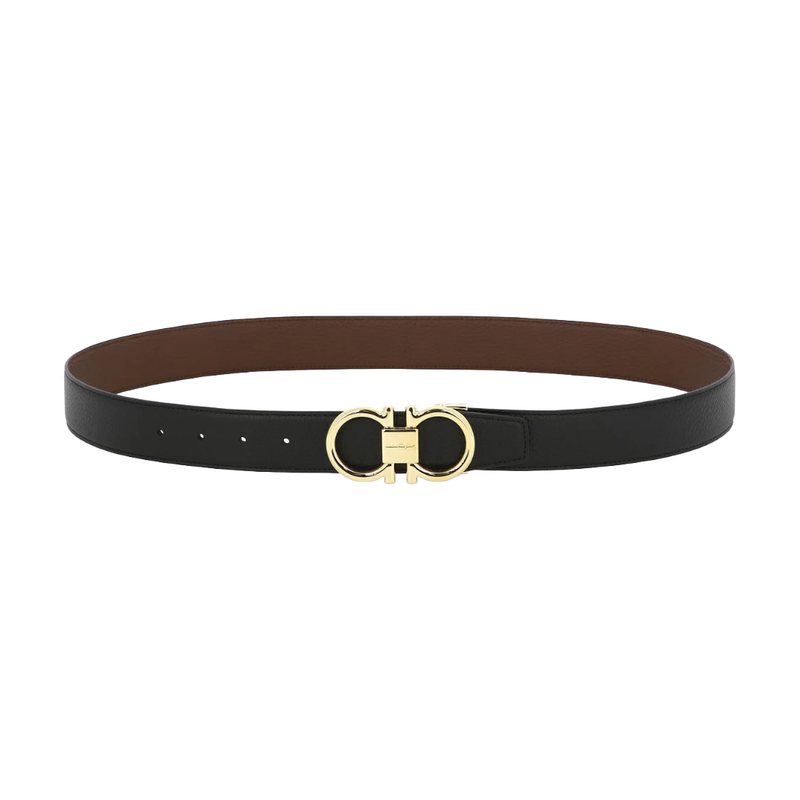 REVERSIBLE AND ADJUSTABLE GANCINI BELT BLACK/COCOA