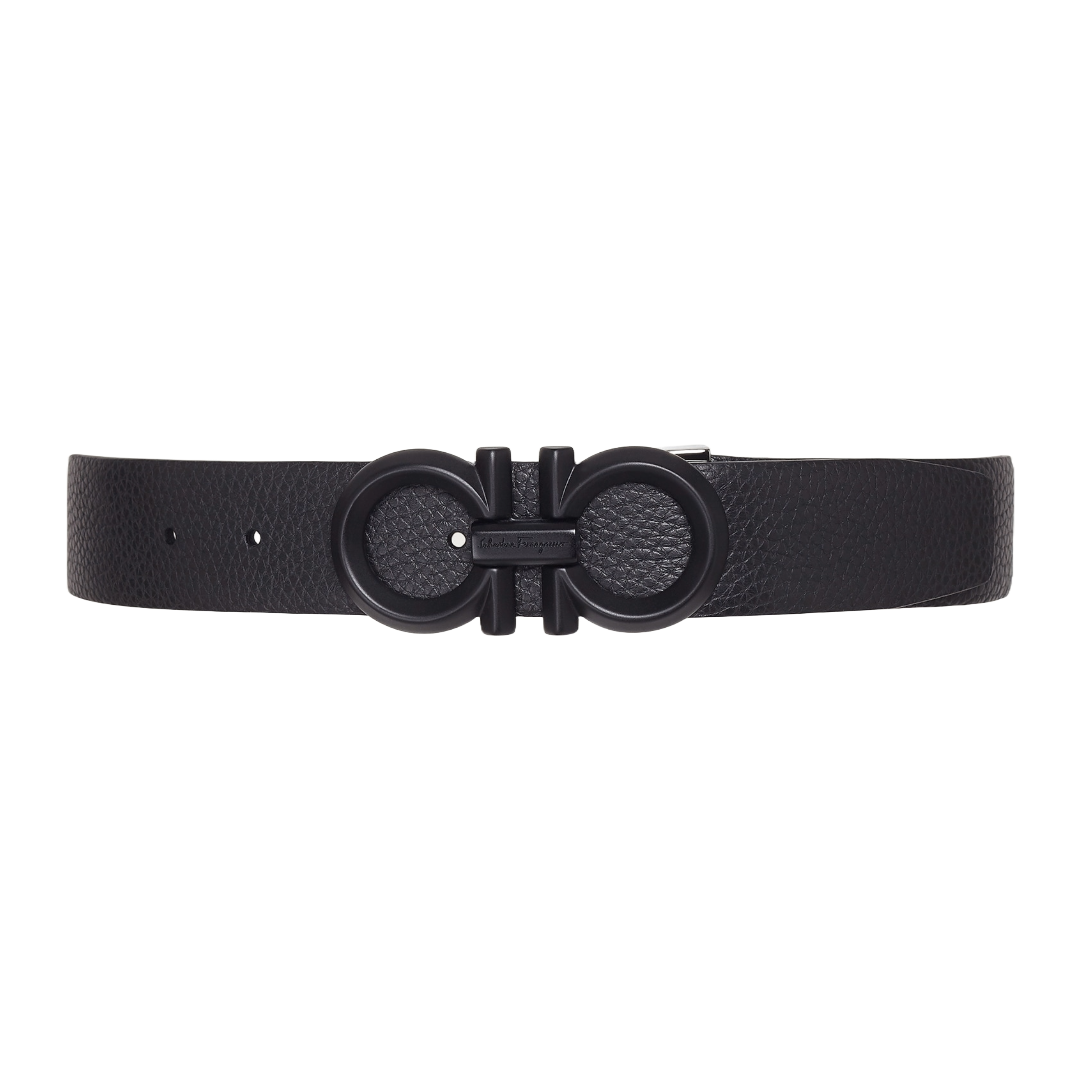 REVERSIBLE AND ADJUSTABLE GANCINI BELT BLACK/ASPHALT GREY