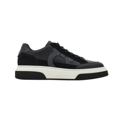 LOW TOP SNEAKER WITH GANCINI OUTLINE BLACK/STROMBOLI SAND