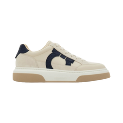 LOW TOP SNEAKER WITH GANCINI OUTLINE MASCARPONE/MARINE BLUE