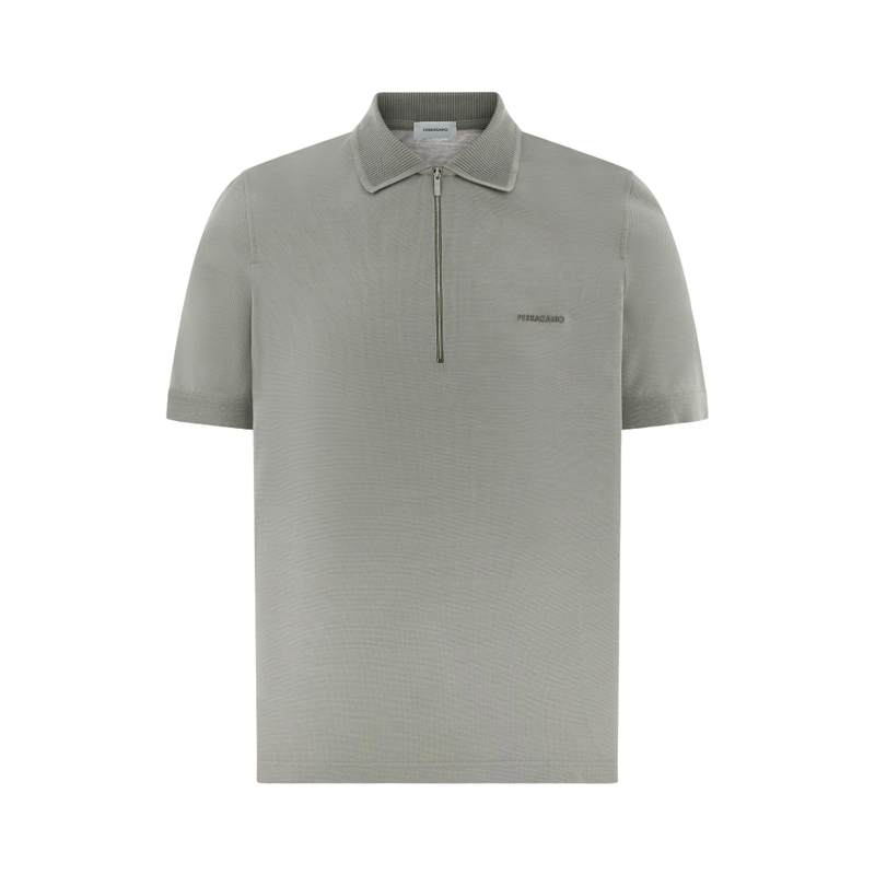 POLO WITH ZIP COLLAR GREY